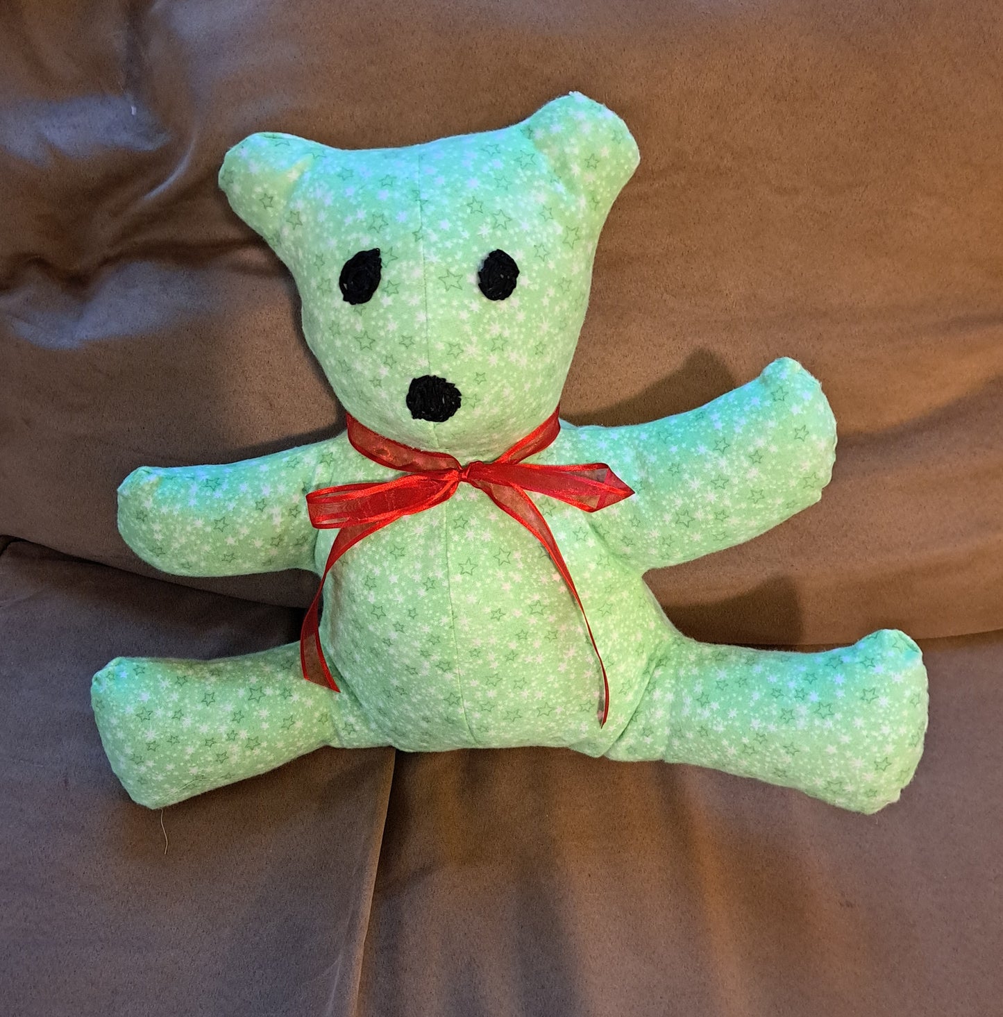 Stuffed Flannel Bear-Green